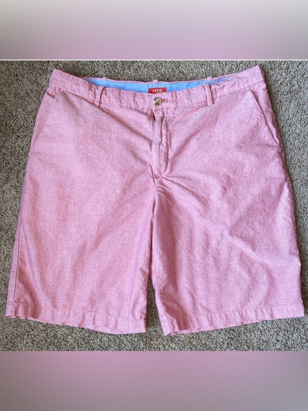 Izod Chino Golf Shorts Mens 38 Pink 10 Inch Inseam Preppy Cotton Beach Coastal